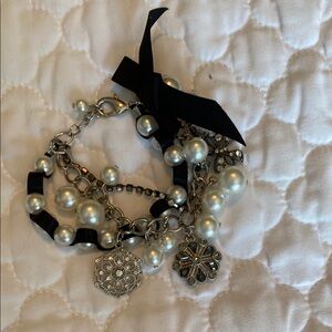 White House Black Market Pearl and Silver Bracelet